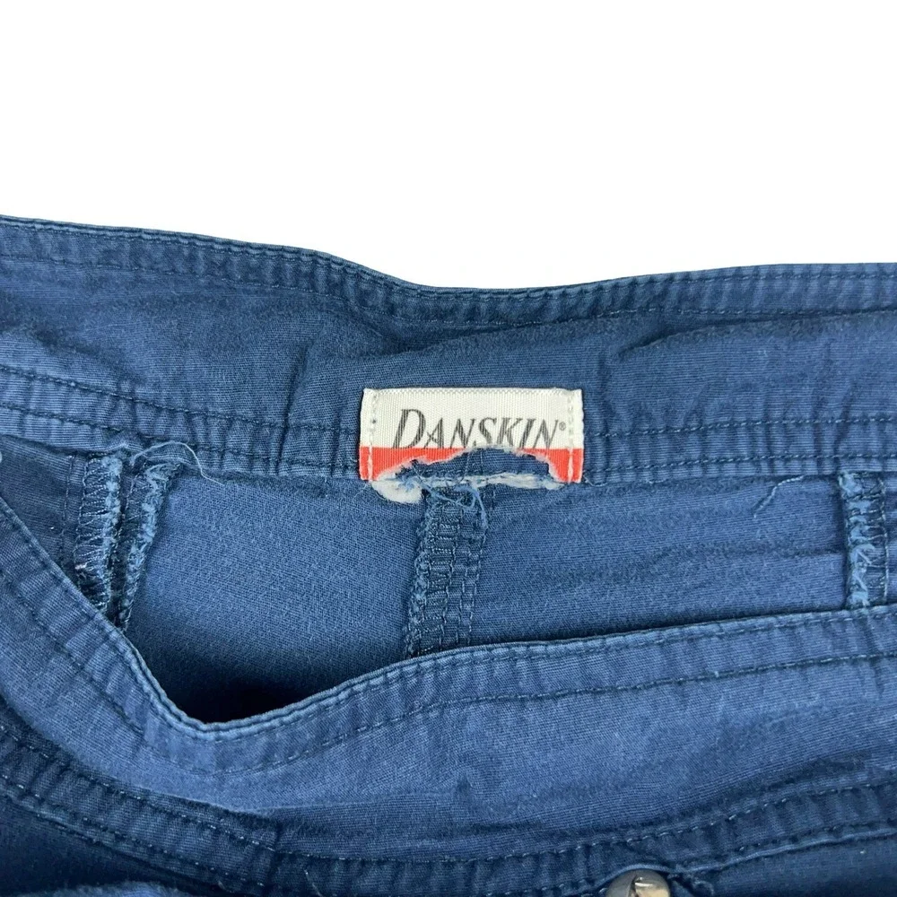 Danskin‎ Capri Pants Womens 16 Blue Ruched Cargo Cropped Hiking Outdoor